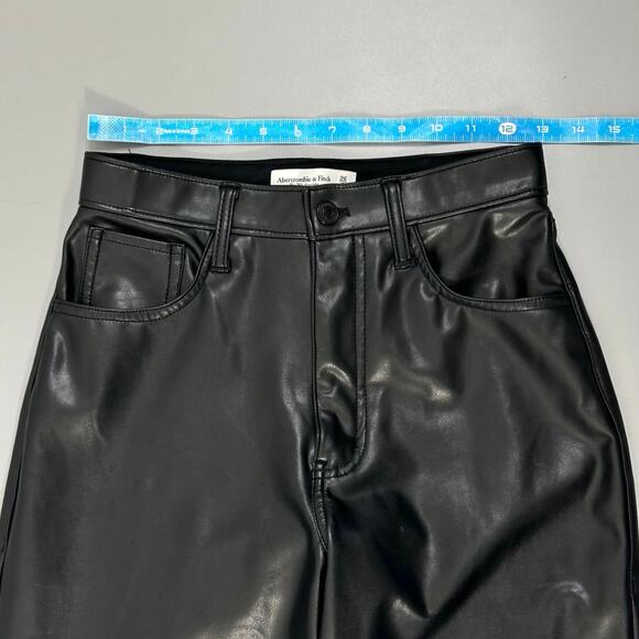 Abercrombie & Fitch 90s Straight Ultra High Rise Curve Love Pants Vegan Leather - Picture 9 of 13